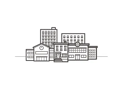 Building Icon Set buildings hospital house icon line minimalistic school set