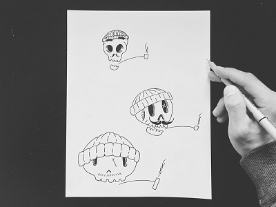 Ski Skull Sketch drawing hat illustration pipe skeleton ski skull