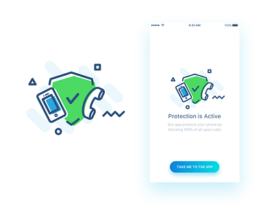 Onboarding screen iOS application app application call ios onboarding phone protection shield smartphone spam user
