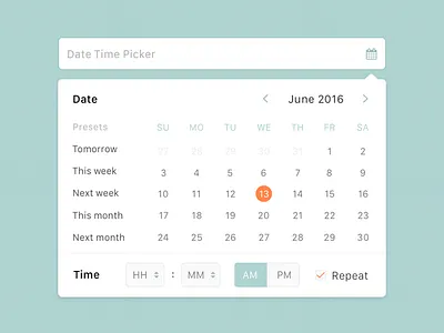 Date Time Picker UI date green orange picker sketch time ui ux