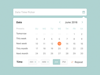 Date Time Picker UI date green orange picker sketch time ui ux