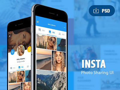 Insta UI Kit design freebie instagram ios iphone mobile mobile app photo sharing psd social media ui kit ux