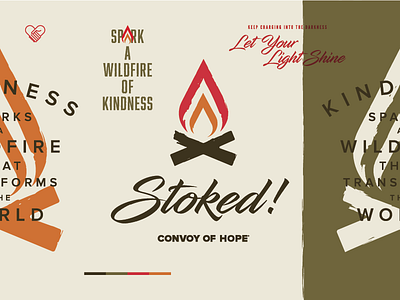 Stoked! brand branding brush camp event fire flame identity logo nonprofit