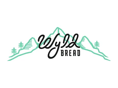 Wyld Bread Brandmark brand branding brandmark design hand drawn landscape logo mountains scene script type