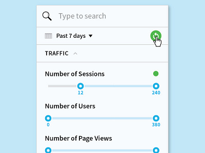 Filter UI for website stats filter search slider ui