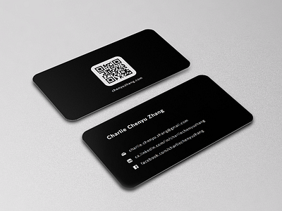 Black is back black business card code design email facebook graphic linkedin name qr sleek