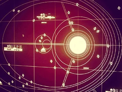 Retro Interface cosmic dribbble golden illustration information design interaction map micro nasa positional ui ux