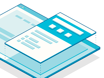 Le Widget 2.5d app elevio flat isometric vector illustration