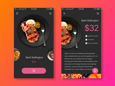 Beefsteak app clean color food ios10 mobile ui ux