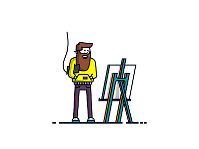 Graphic Designer beard dude easel graphic designer lineart man tablet