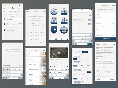 Rural Property Manager cards ink ios minimal natural paper search skeuomorphic topographic traditional ui