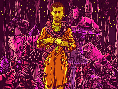Adam in Wonderland [Sabado Magazine PT] animals digital digital illustration editorial floral forest illustration nature people