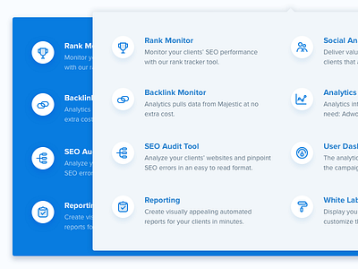 Feature dropdown analytics icons ui ux