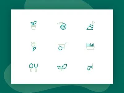 Let's Go Gardening Icons ai coloured gardening icons illustration illustrations two colors two tone
