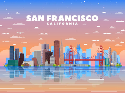 San Francisco skyline california city illustration san francisco usa vector