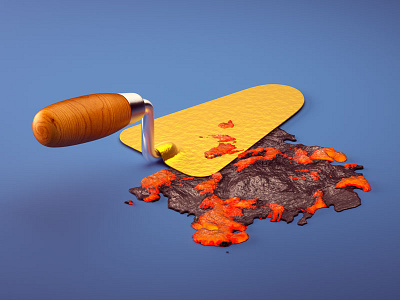 Problem Solver 3d c4d illustration isometric lava magma trowel