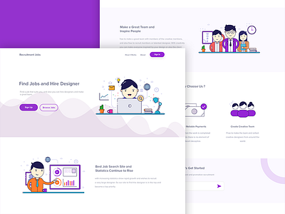 Recruitment Landing Page character clean design flat flatdesign graphic illustration music ui webmockup website