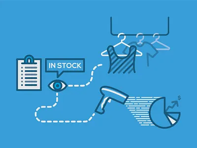 Infographic Illo attributes data ecommerce sell through selling shirts stock store visibility