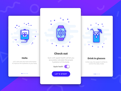 Hydra - onboarding app flat gui ios iphone mobile onboarding overview prototype ui water