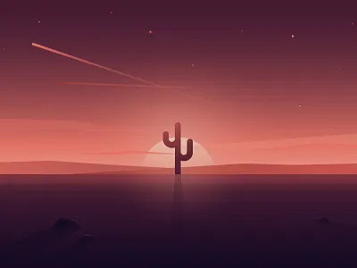 Cactus background cactus desert flat landscape sunset