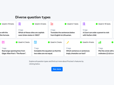 Question cards css illustration interaction marketing website product software website