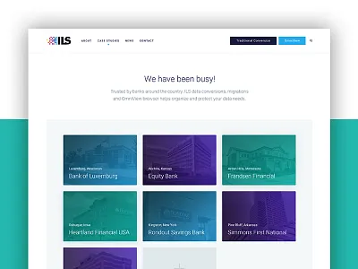 ILS Case Studies banking case study data gradient grid legacy transfer ui ux web