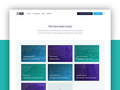 ILS Case Studies banking case study data gradient grid legacy transfer ui ux web