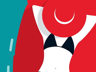 Lounger bikini float hat lounge red relax woman