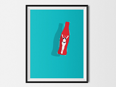 Coke Floats bikini bottle coke float hat illustration lounge pool red summer water woman