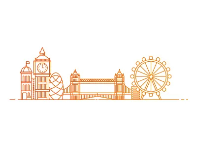 Location Illustration — London big ben ferris wheel graphic illustration line london