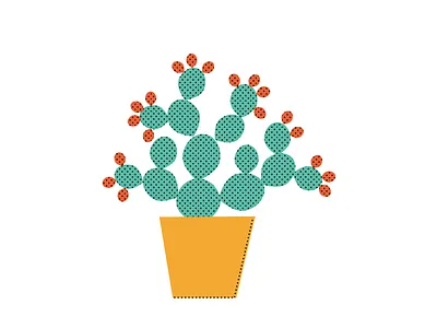 Prickly Pear cacti cactus illustration potted plant prickly pear succulent vector