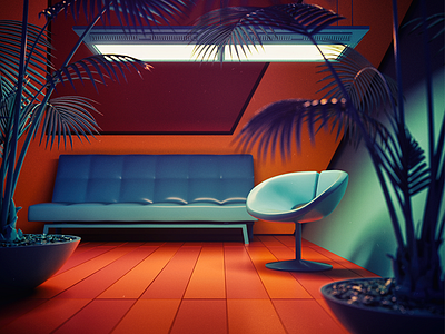 Take a Seat 3d blender3d blue c4d cinema4d color dof gradient light lowpoly swoosh