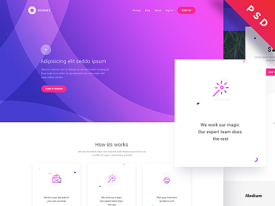 Service website freebie clean colorful freebie photoshop psd website