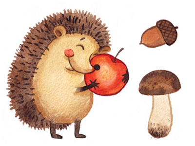 hedgehog with apple