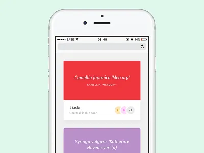 Sprout Cards V2 app camellia card gardening plants profile ui
