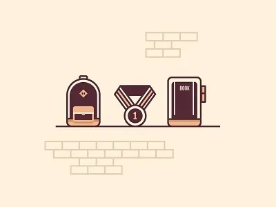 School bag book icon icons illustration school trophy vector