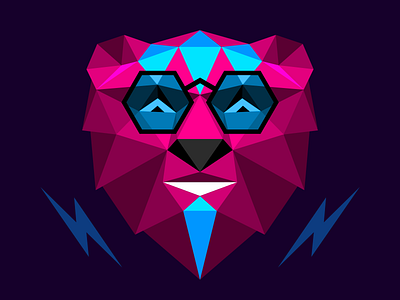 PolyBear glasses hexagon lowpoly magenta triangle ufo