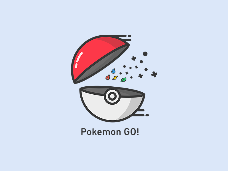 Pokemon GO! design flat icon pokeball pokemon