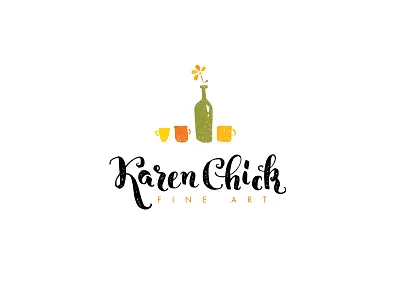 Karen Chick Fine Art Logo Concept artist bottle cup fine art painter still life