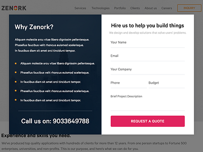 Website Popup Form development form interface popup ui ux web design website zenork