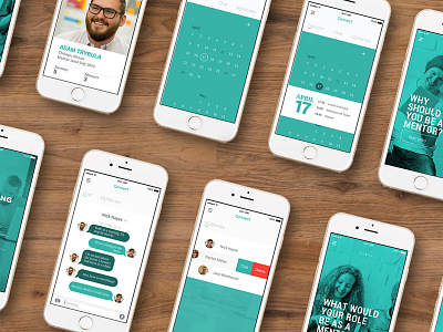 MNTR App Screens app application calender chat content login mentor mobile profile screens ui ux