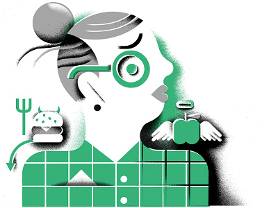 Eating Well Magazine angel devil eat eating well editorial illustration food illustration magazine shoulder angel