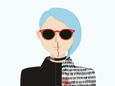 Glam Life beauty blood blue coat fashion flat glam glasses hair illustration sun woman