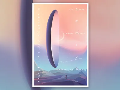 Arrival Movie Poster aliens arrival colorful illustration landscape movie poster poster sci fi spacecraft vector vibrant colors