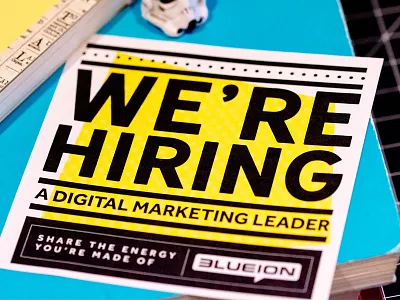 Were Hiring!! blue ion hiring macro vector yellow