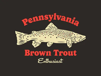 PA Brown Trout Lockup branding brown classic design fish fishing graphic design hiking illustration lockup logo old school outdoors pennsylvania salmon simple trout vintage