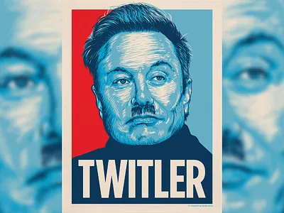 TWITLER adobe illustrator changethethought elon musk elon musk twitler go home elon illustration musk political protest art portrait art portrait illustration portraits protest protest art swasticar tesla cars trump 2025 twitler vector art vector drawing vector illustration