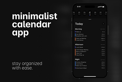 Minimalist Calendar App – A Sleek & Intuitive Daily Planner app calendar minimalist mobile design ui