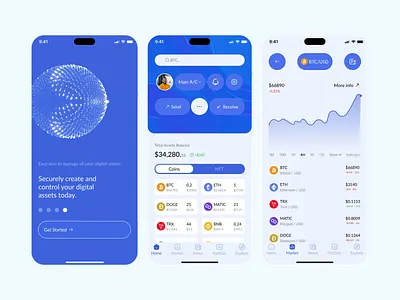 Modern Crypto Wallet UI Design blockchain ui clean ui crypto exchange crypto wallet digital finance finance dashboard financial tech interactive charts investment app market analysis minimal design mobile banking modern aesthetics nft portfolio secure transactions trading app ui design user friendly ux design ux ui