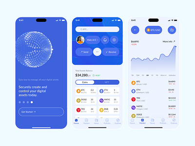 Modern Crypto Wallet UI Design blockchain ui clean ui crypto exchange crypto wallet digital finance finance dashboard financial tech interactive charts investment app market analysis minimal design mobile banking modern aesthetics nft portfolio secure transactions trading app ui design user friendly ux design ux ui